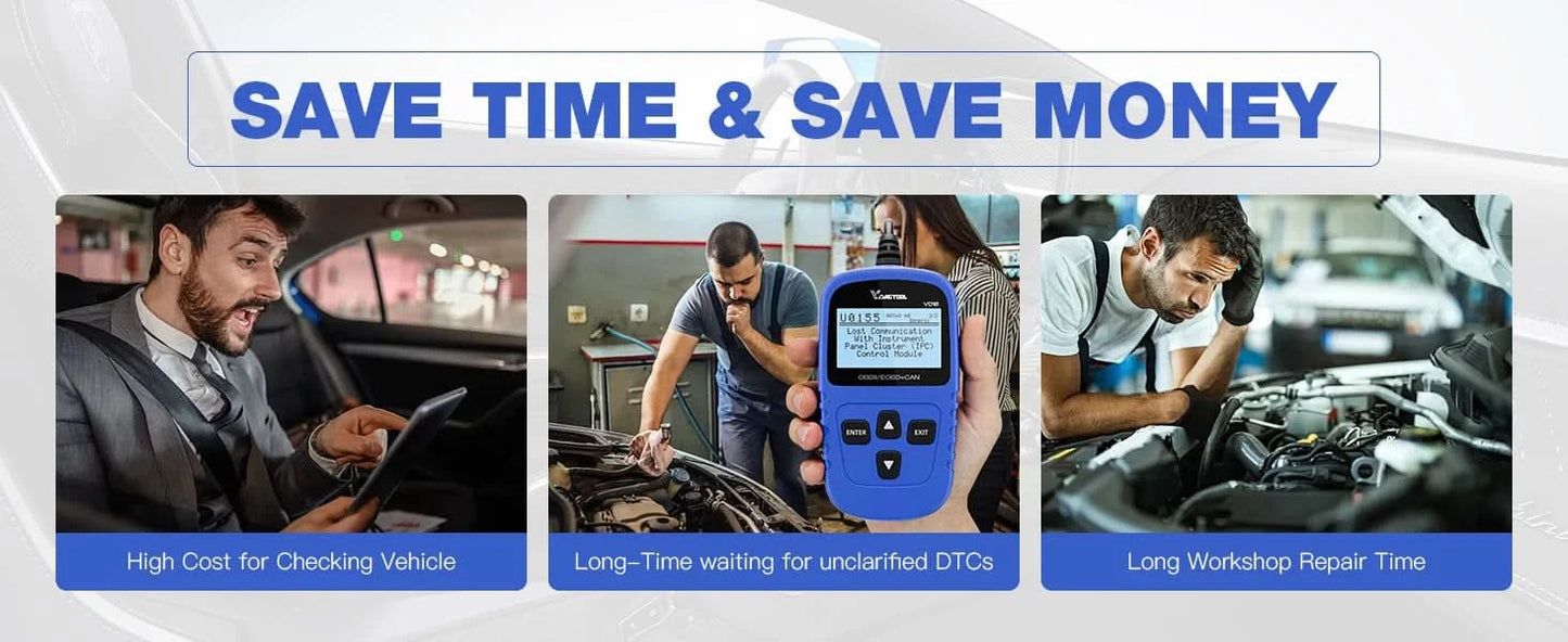VDIAGTOOL VD10 OBD2 Scanner Diagnostic Tool Automotive Scanner With I/M Readiness Code Reader Check Engine Lifetime Free Update