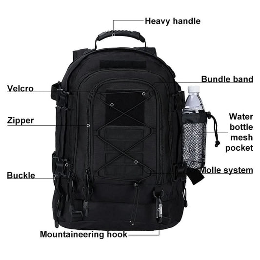 LQARMY 60L Militärischer Taktischer Rucksack Armee Angriffsrucksack Outdoor 3-Tages Erweiterbarer Reiserucksack Wandern Molle Bug Out Bag