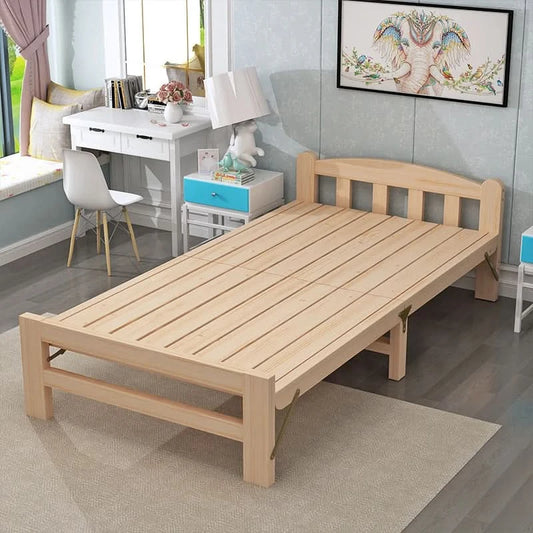 Folded bed, single bed rental room, solid wood bed, hard board bed, small bed, does not take up much space, bed