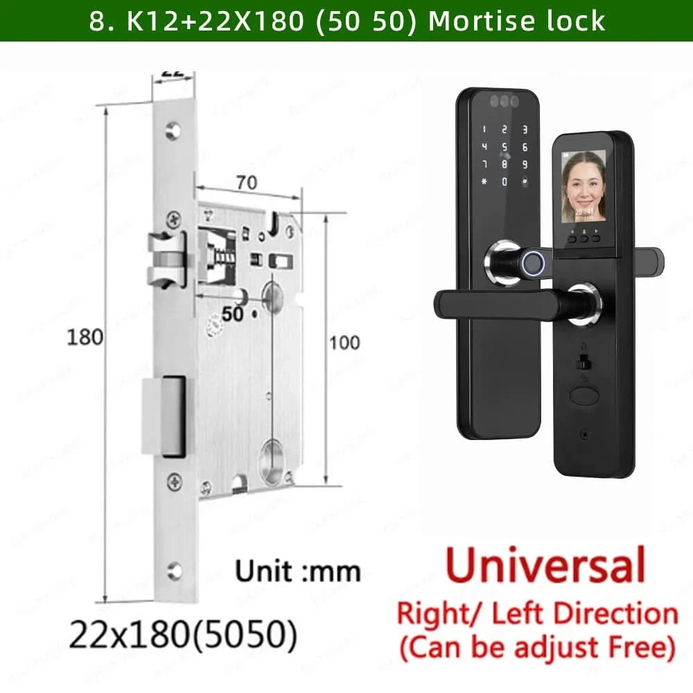Do Brasil RAYKUBE K12 With lithium Rechargeable Batteries Tuya WiFi Camera Electronic Lock 3D Face Fingerprint Smart Door Lock