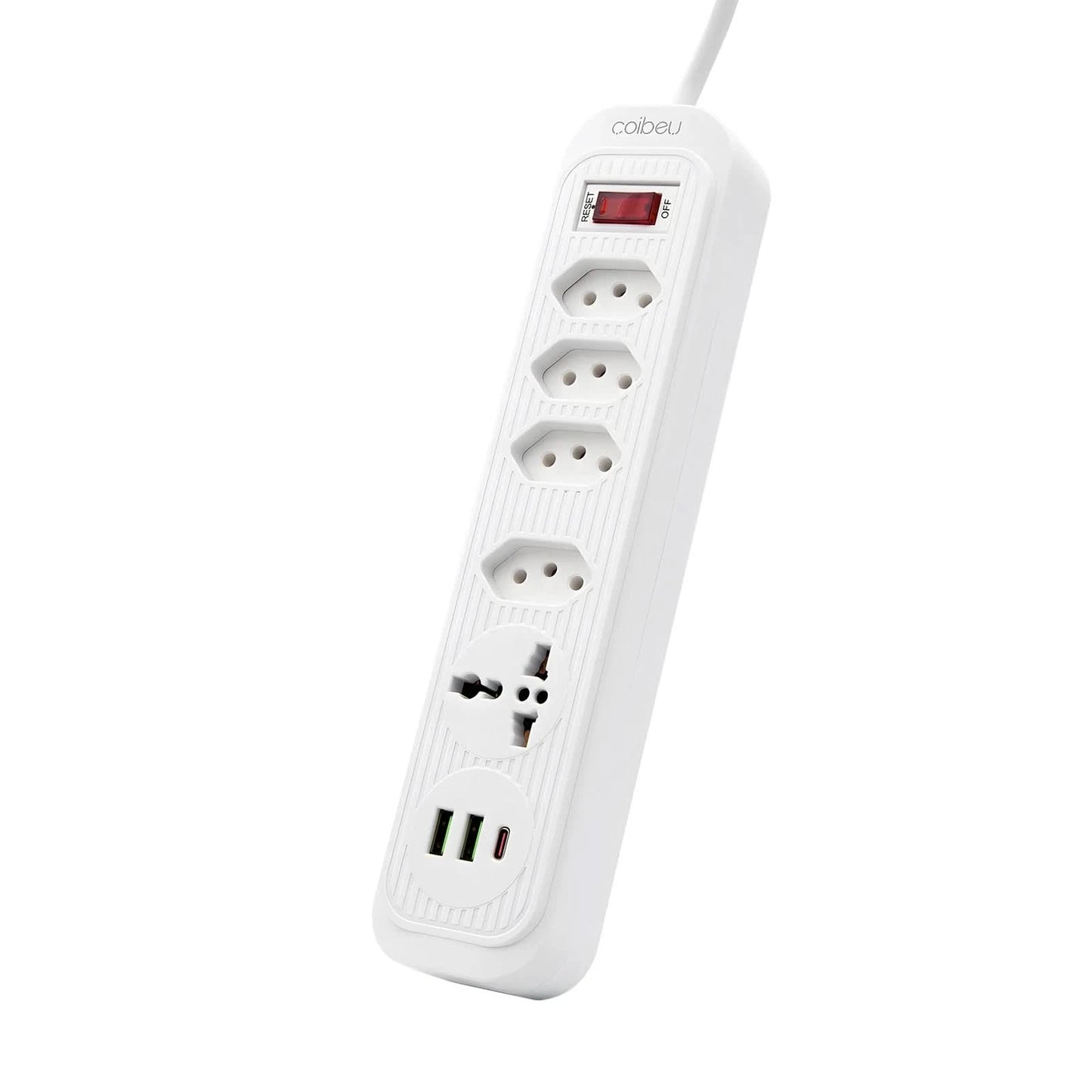 Extensão De 4 Tomadas Com 3 Usb Branco Bivolt 2 Metros Preto, Extensão Tomada,Suporte a Tensão de 110-220V, Potência de 2500W,