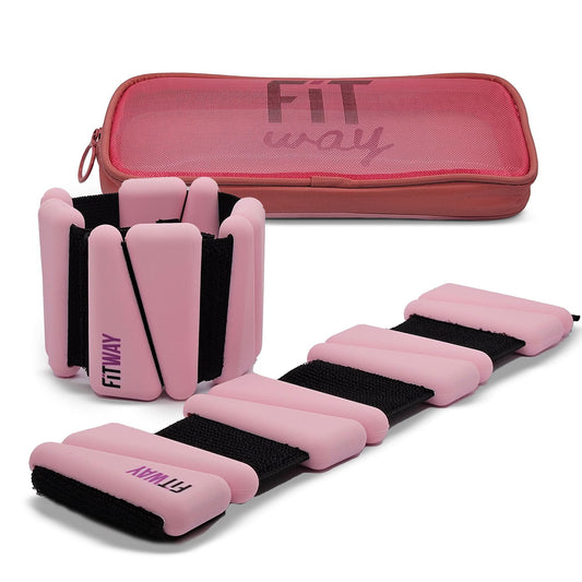 FITWAY | 1 Paar 2 lbs | Verstellbare Silikon-Fußgelenkgewichte | - Handgelenkgewichte - | Fußgelenkgewichte für Frauen - Fußgelenkgewichte für Männer | 2lb Fußgelenkgewichte | Geeignet für Yoga Tanz Pilates | wasserabweisendes Silikon (rosa)