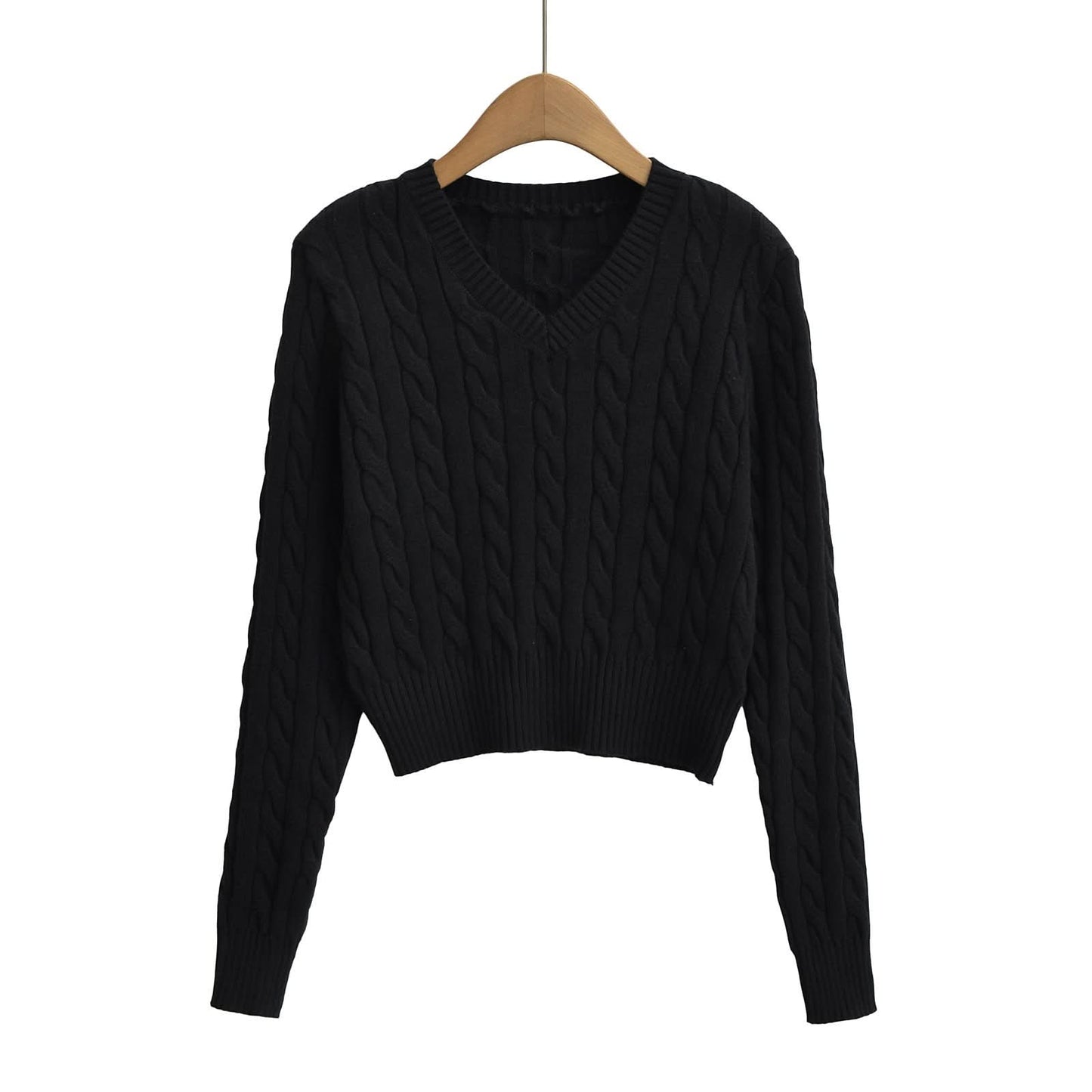 V-Ausschnitt Langarmpullover