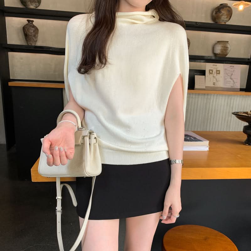 Chic Batwing Sleeve Shawl Knit Sweater for Women, Loose Bohemian Style Cape Top