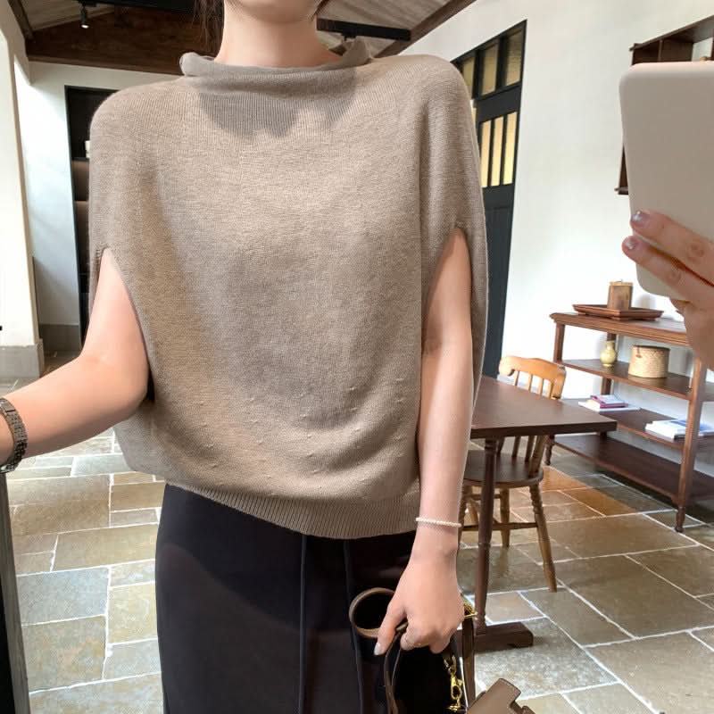 Chic Batwing Sleeve Shawl Knit Sweater for Women, Loose Bohemian Style Cape Top