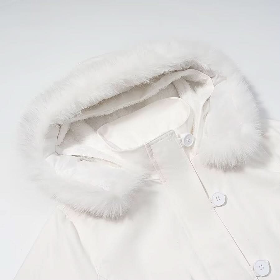Detachable fur collar hooded cotton jacket