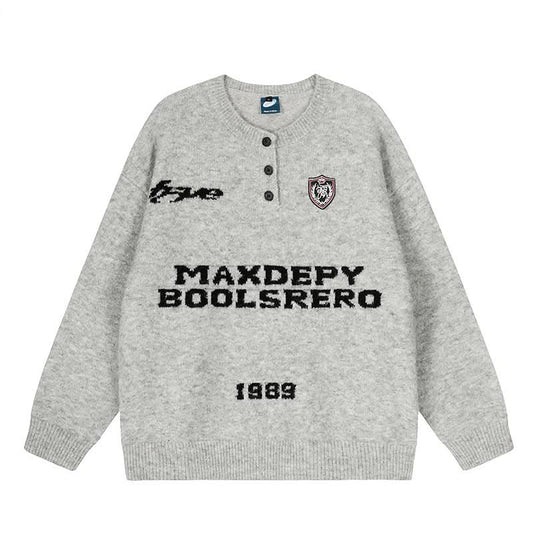 Faux-Nerz-Print Rundhals-Pullover für Damen, lockeres Strickoberteil