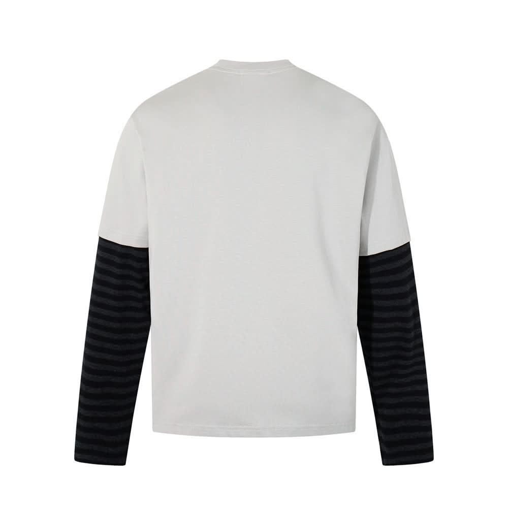 Fake two piece color blocked long sleeved shirt