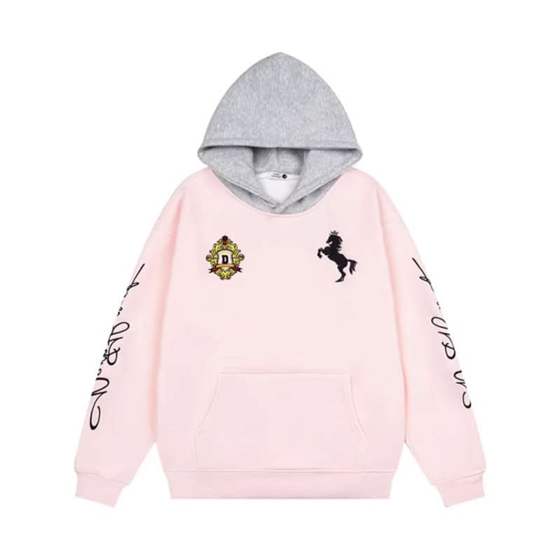 Letter Embroidery Hoodie Loose Pullover Fleece Hoodie