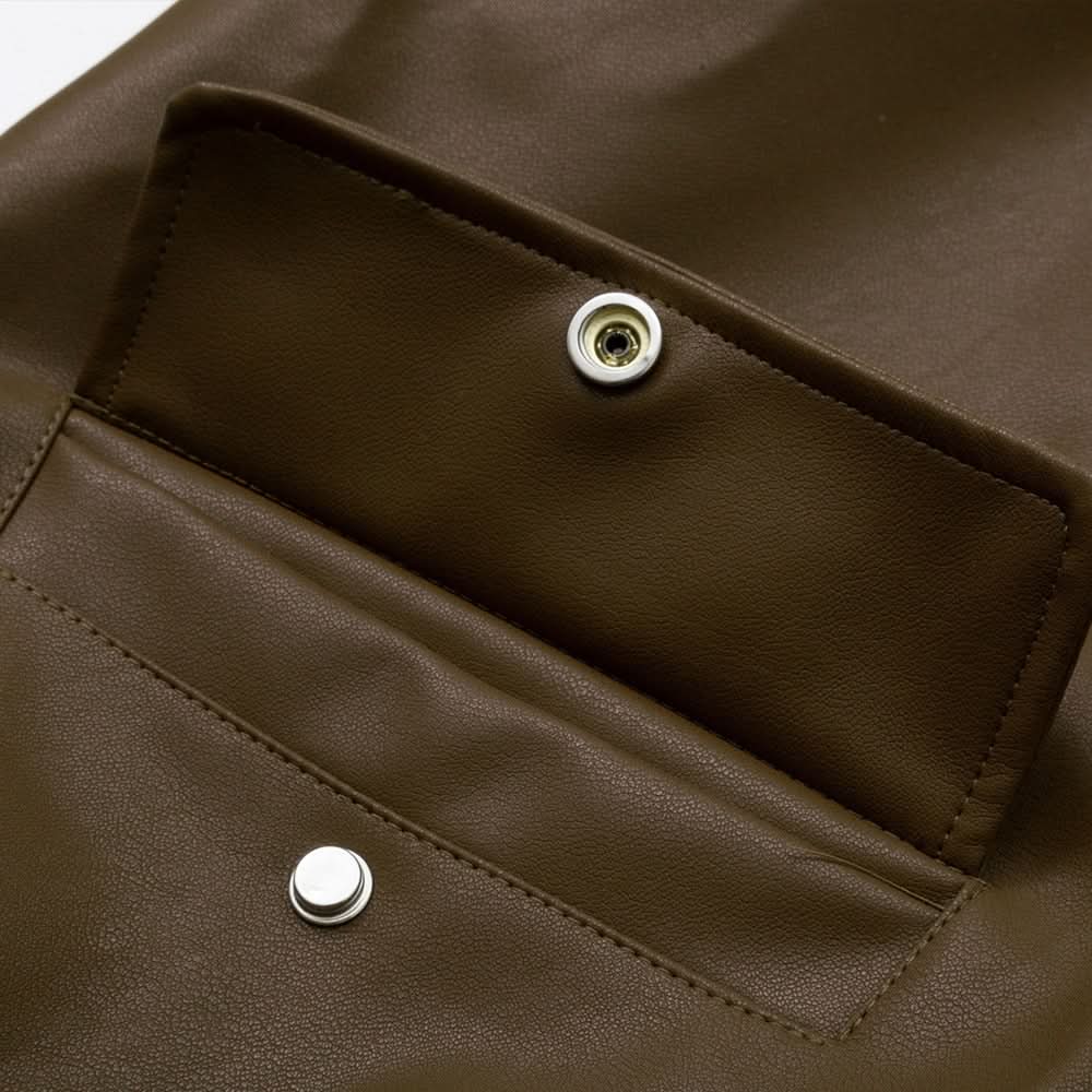 Lederjacke mit besticktem Kragen