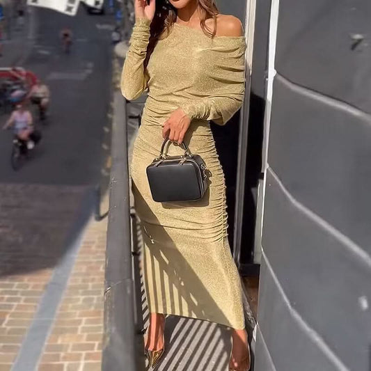 Ein-Schulter-Split-Kleid mit schulterfreiem Design für Abend- und Partyanlässe