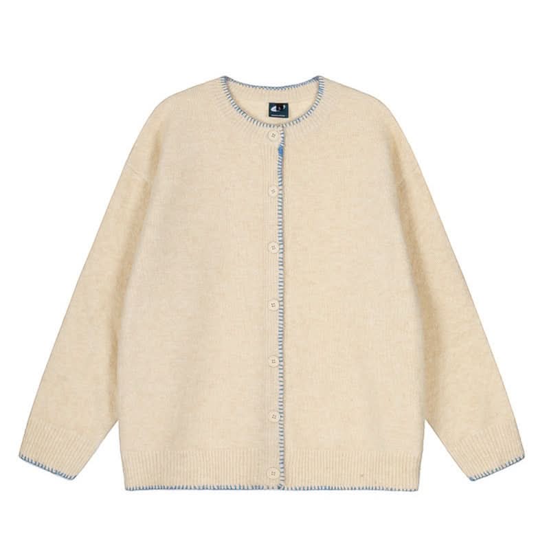 Hand-Stitched Knit Cardigan Loose Casual Versatile Sweater Coat