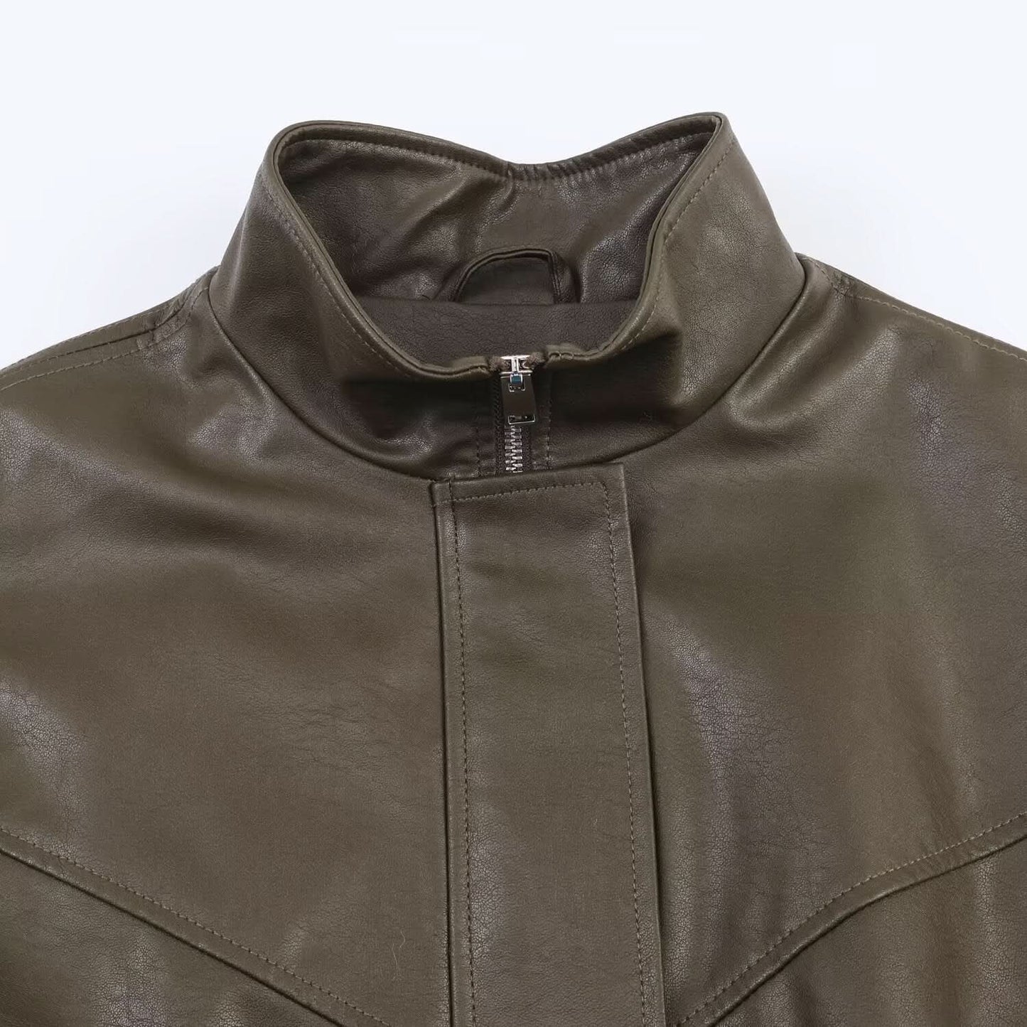 Stehkragen-Pilotenjacke aus Kunstleder