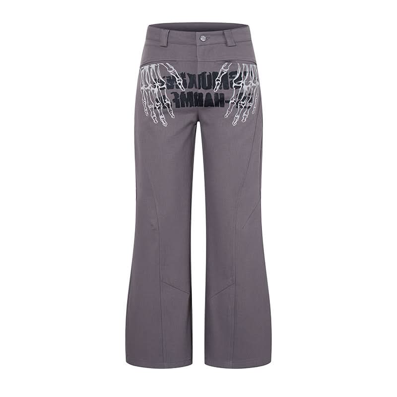 Graffiti Print Flared Casual Pants  Loose Fit Straight Leg Long Pants