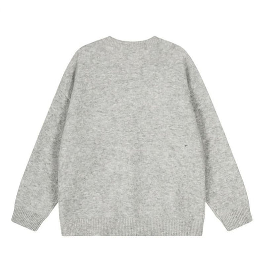 Faux-Nerz-Print Rundhals-Pullover für Damen, lockeres Strickoberteil
