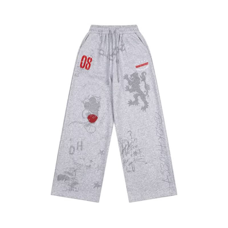 Casual Wide-Leg Sweatpants College Style for Men and Women