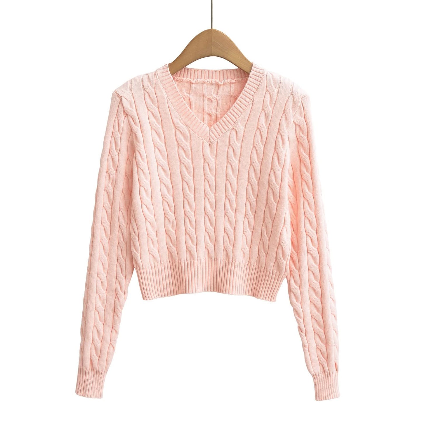 V-Ausschnitt Langarmpullover