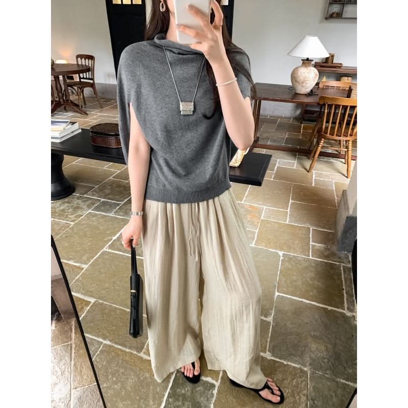 Chic Batwing Sleeve Shawl Knit Sweater for Women, Loose Bohemian Style Cape Top