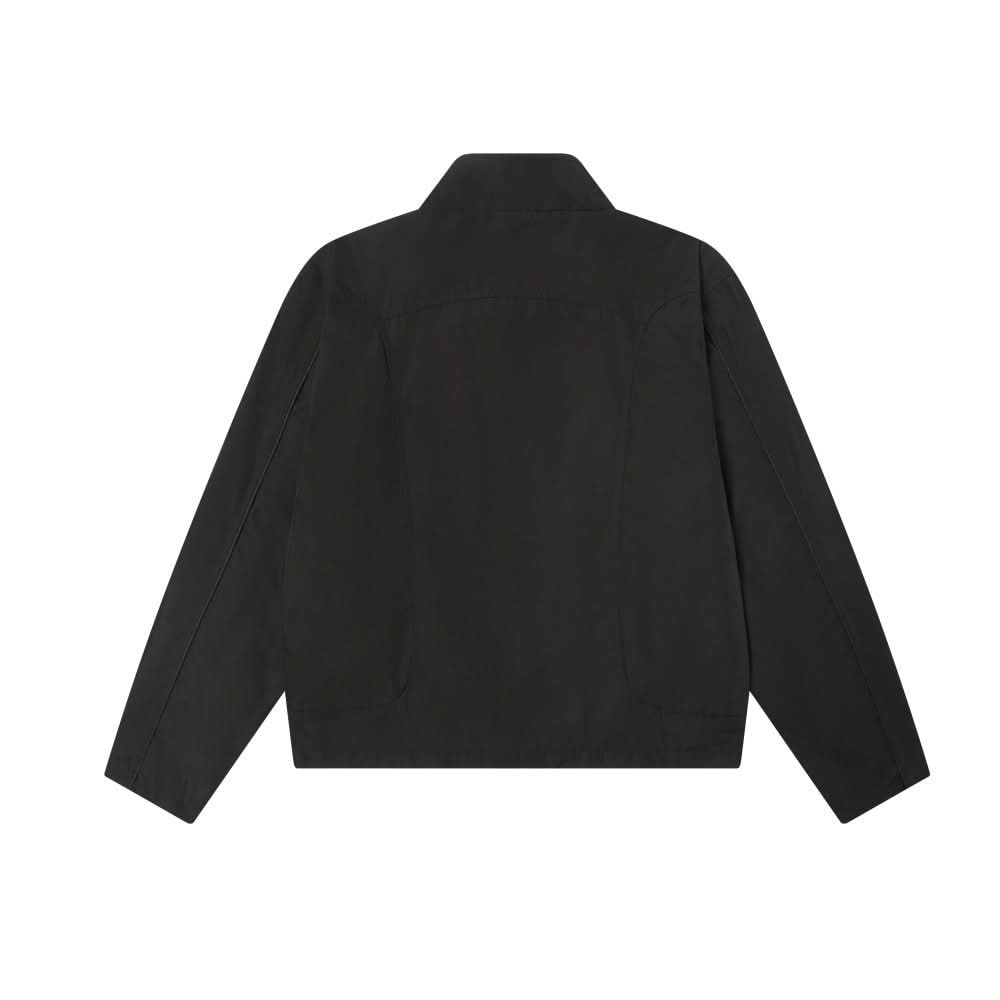 Einfarbige Arbeitsjacke mit Stehkragen und Reißverschluss