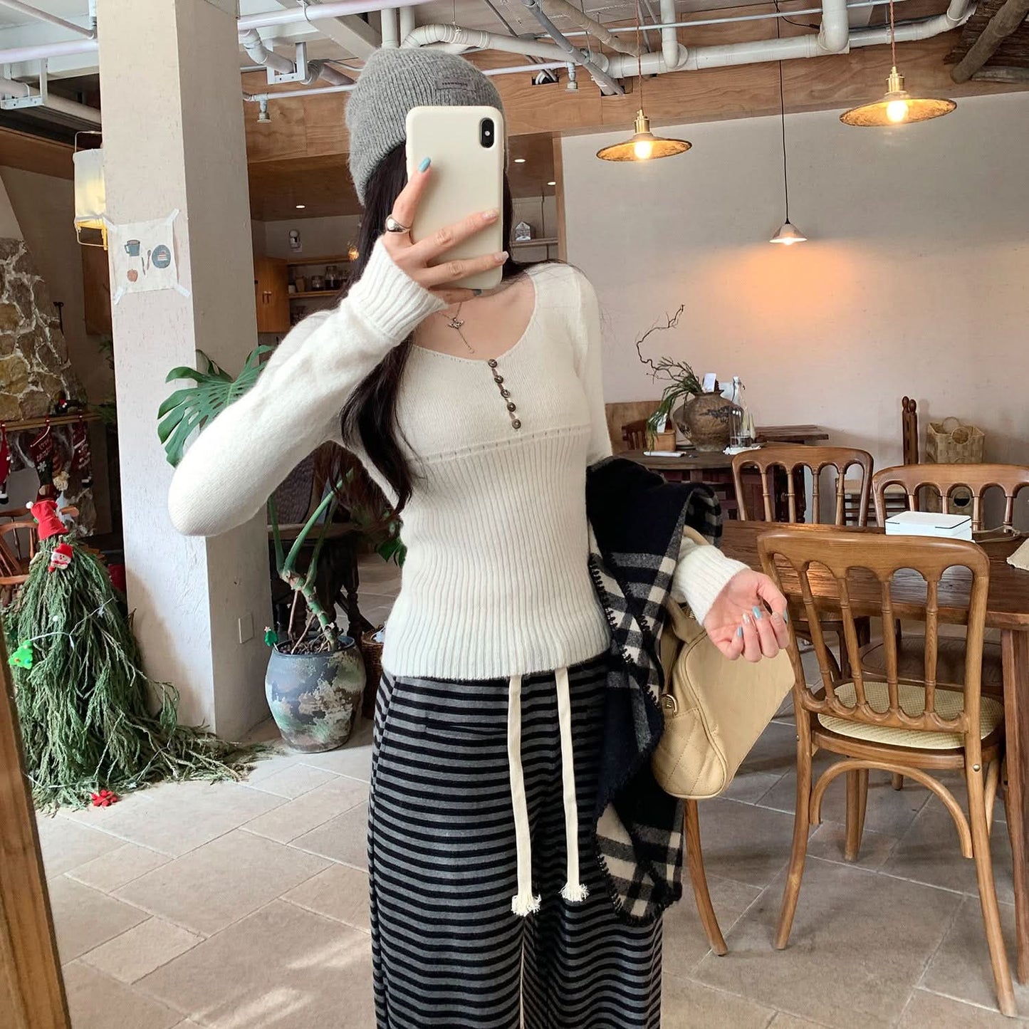 Pink V-Neck Ribbed Knit Sweater for Women, Slim Fit, Short Top Wear
