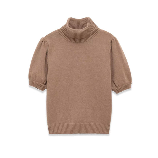 Bubble short sleeved knitted sweater for women