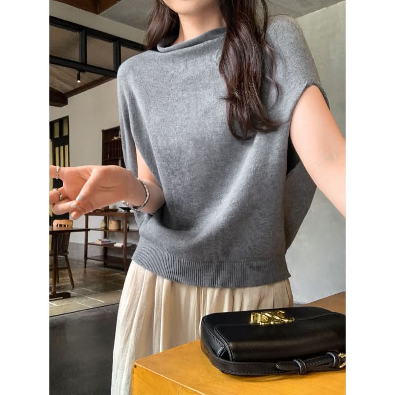 Chic Batwing Sleeve Shawl Knit Sweater for Women, Loose Bohemian Style Cape Top