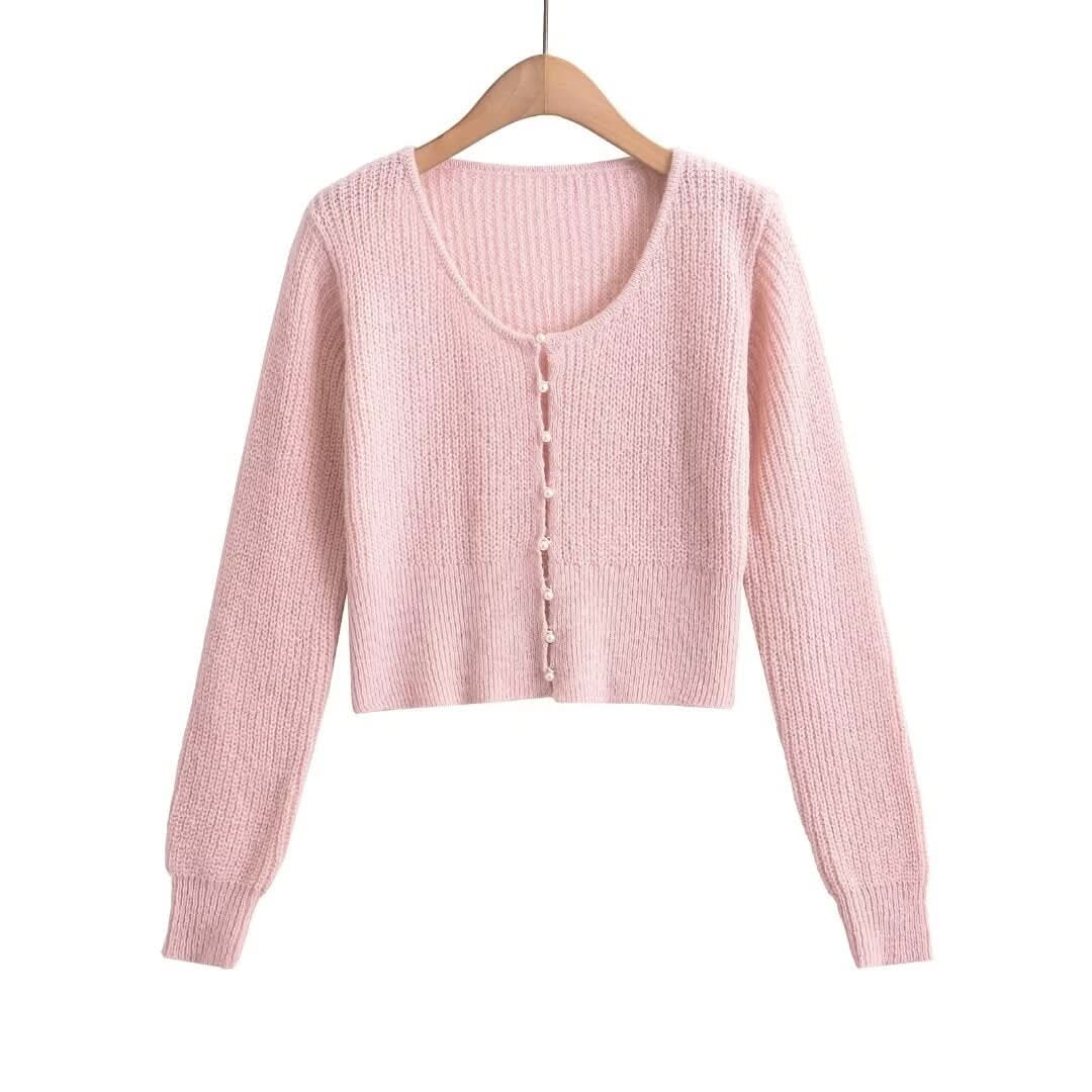 Einfarbiger langärmliger Pullover mit Rundhalsausschnitt