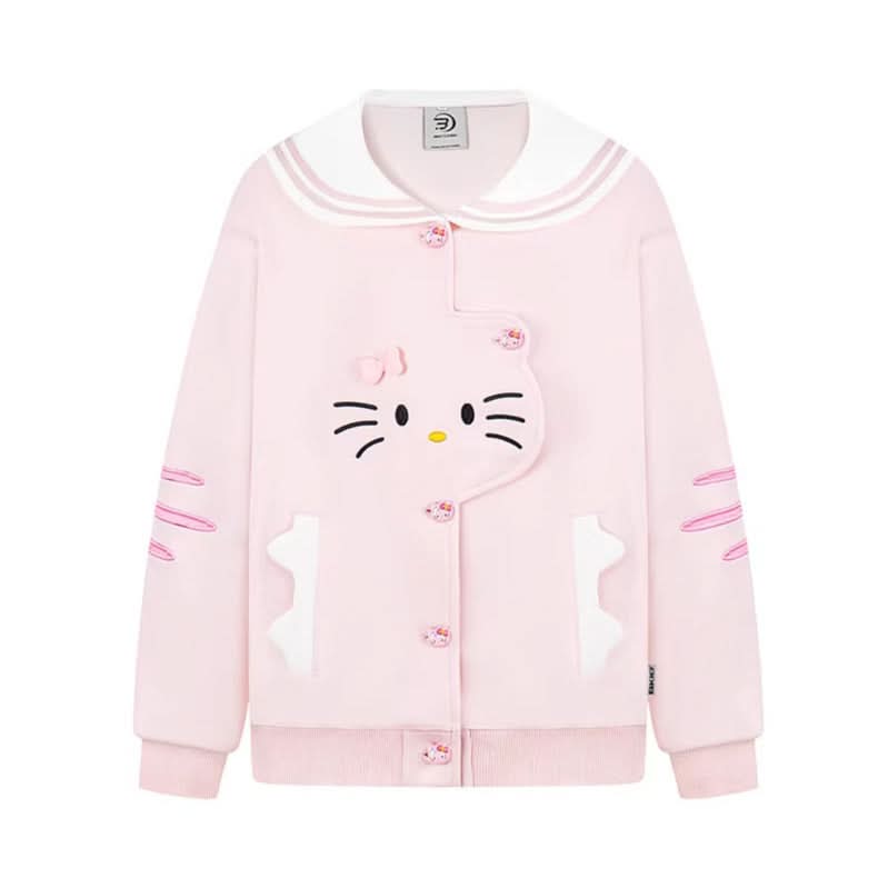 Cat Navy Collar Jacket for Women Spring Casual Soft Girl Stylish Hoodie Coat