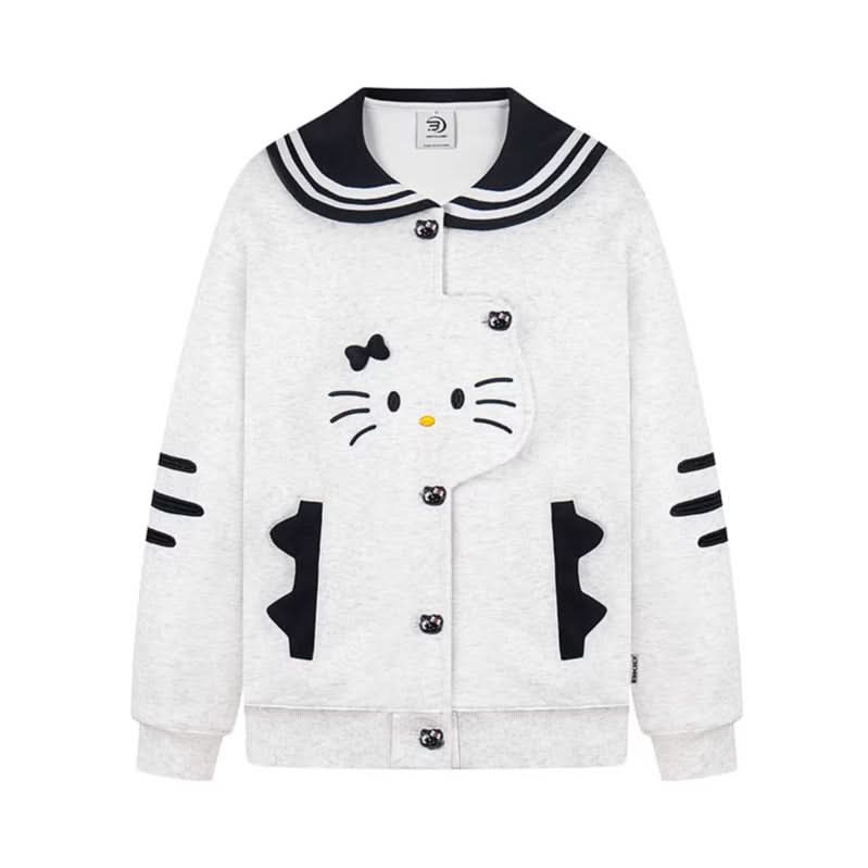 Cat Navy Collar Jacket for Women Spring Casual Soft Girl Stylish Hoodie Coat