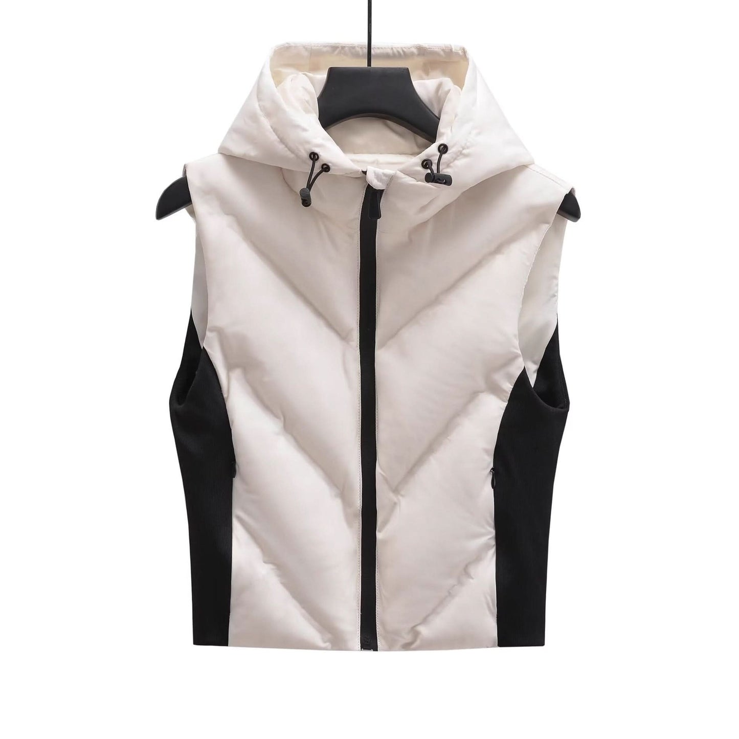 Street laminated hooded contrasting vest jacket