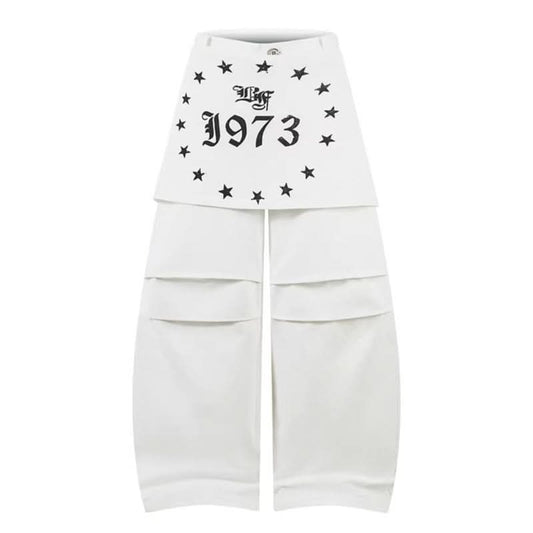 Hose mit Faltenrock-Design, Knife-Edge-Bund, lässigem Schnitt, weitem Bein und Hip-Hop-Stil