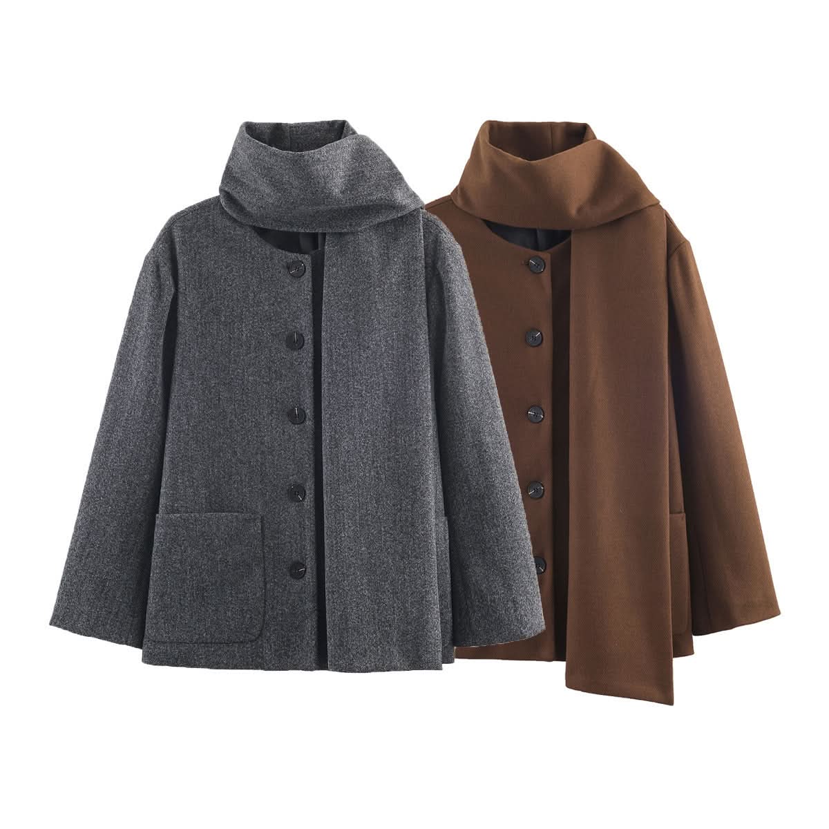Pendler-Stil Schal-Kragen Manteljacke
