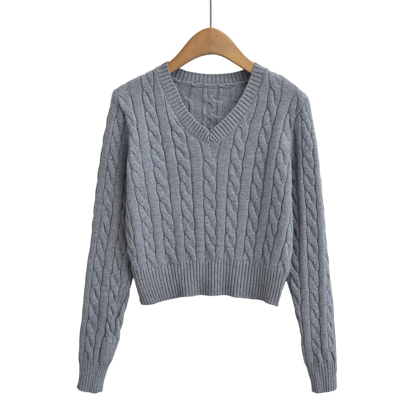 V-Ausschnitt Langarmpullover