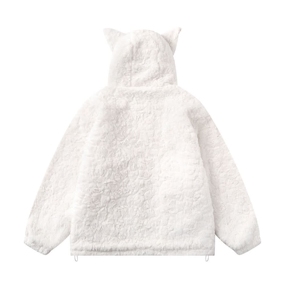 Cat's ears hooded cashmere coat