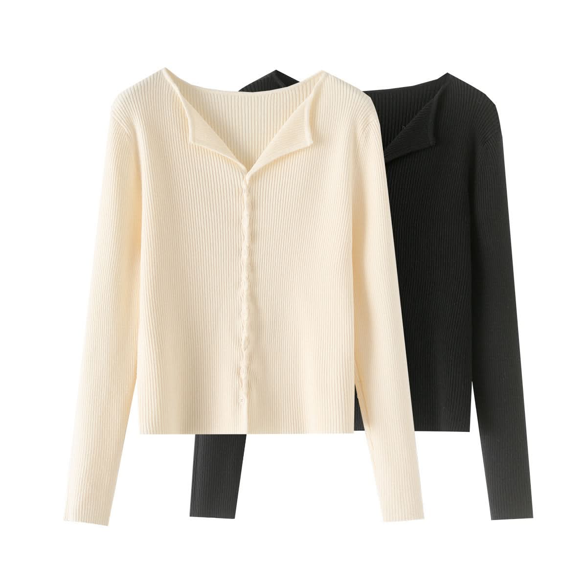 Einreihiger Langarmpullover