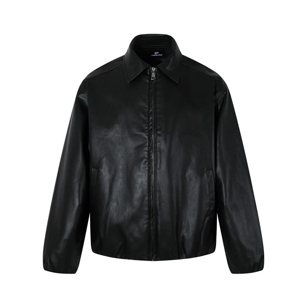 Locker geschnittene Jacke aus PU-Leder in Unifarbe