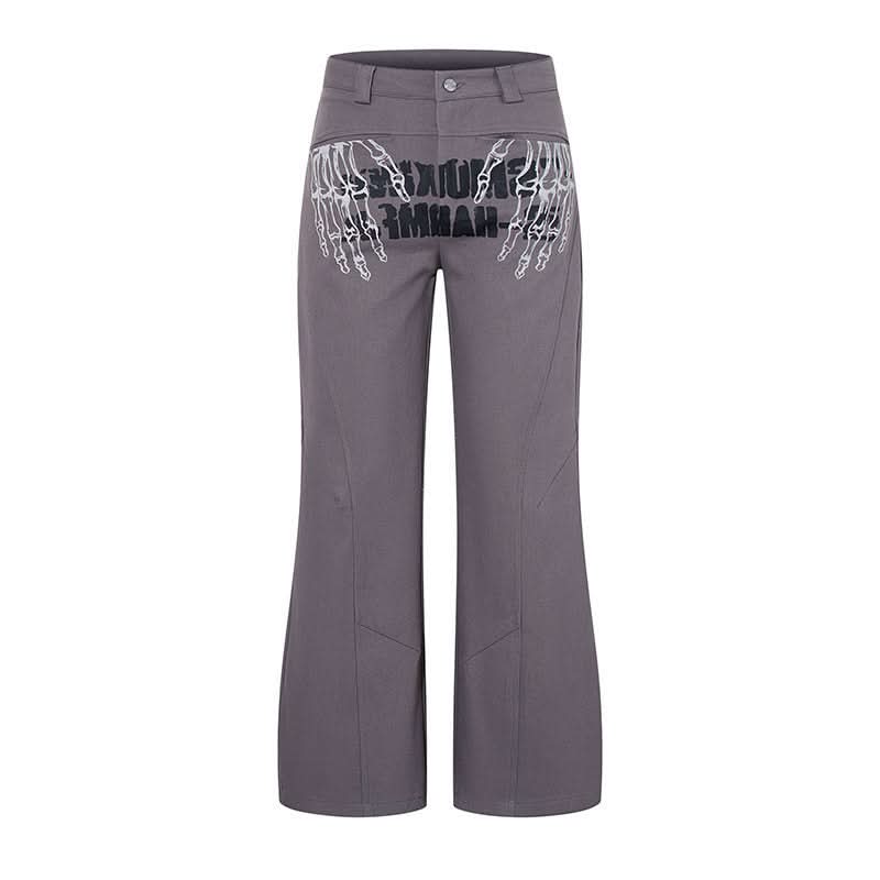 Graffiti Print Flared Casual Pants  Loose Fit Straight Leg Long Pants