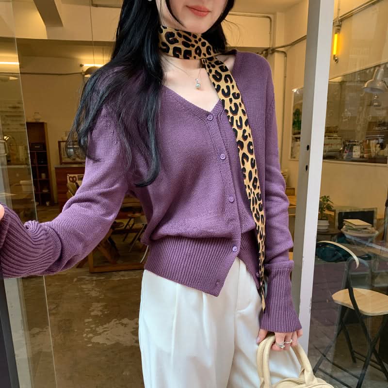 V-neck Slimming Batwing Sleeve Hollow Knit Cardigan Coat for Women