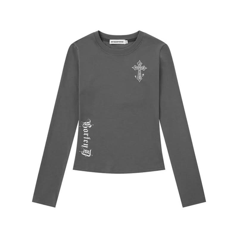 Long Sleeve T-Shirt Women's Spring New Style Slim Fit Short Top