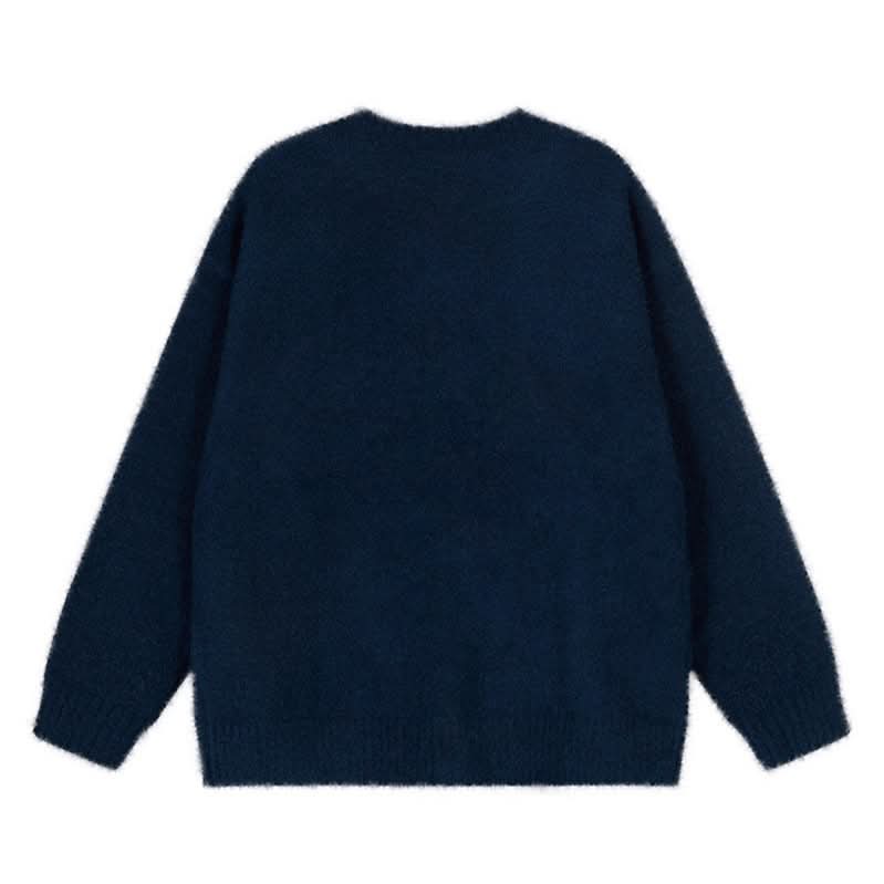 Lässiger Strickpullover mit Muster, lockere Passform, offene Vorderseite