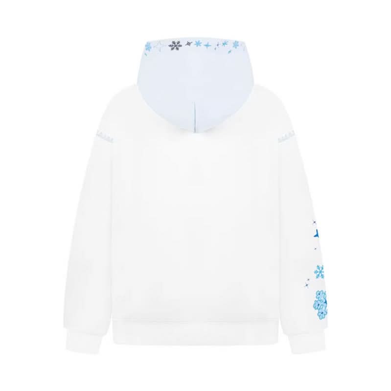 Snowflake Embroidery Hooded Sweatshirt Unisex Couple Loose Outerwear