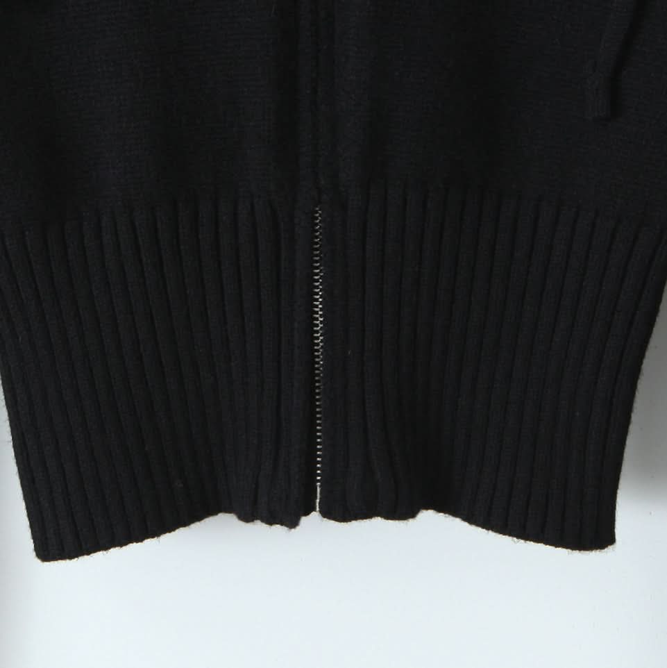 Elastic slim fit drawstring hooded zipper top