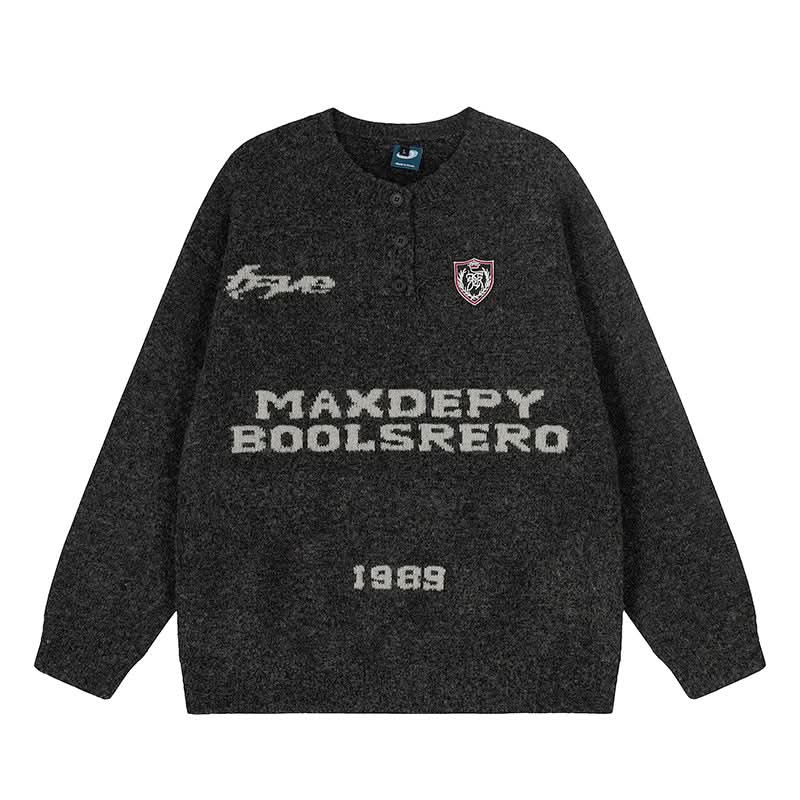 Faux Mink Print Round Neck Sweater Women Loose Knit Top