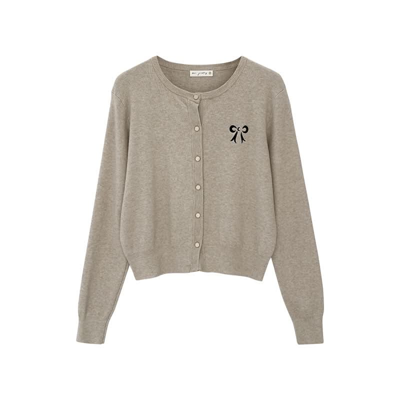 Butterfly Embroidery Loose Cardigan Knit Sweater Coat for Women, Short Chiffon Style Top