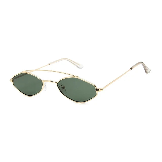 ShoneMes Double Bridge Sunglasses Men Small Metal Frame Women Sun Glasses Vintage Design Lentes De Sol