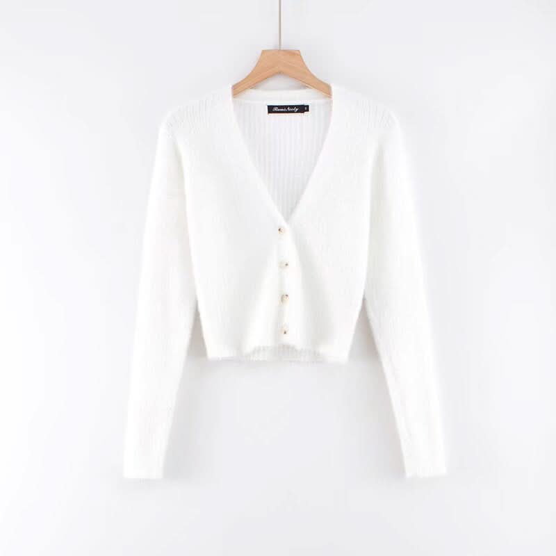 V-neck long sleeved cardigan sweater