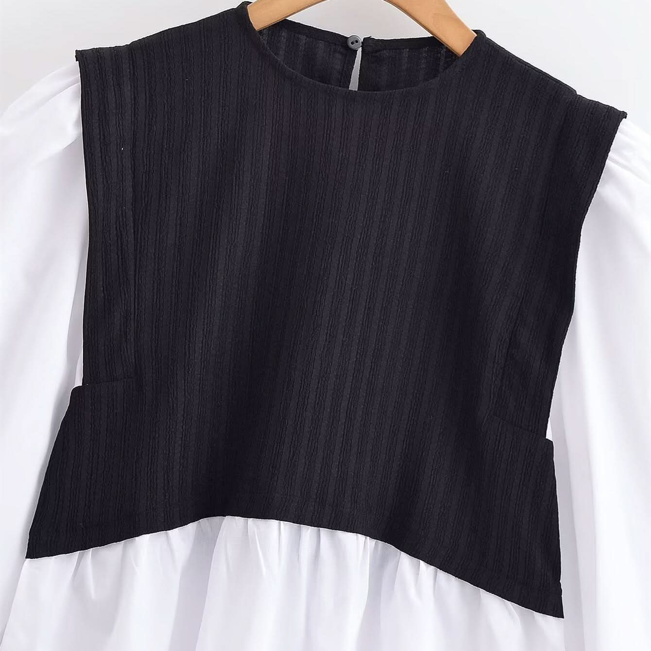 Color-Blocking Fake-Zweiteiler-Top