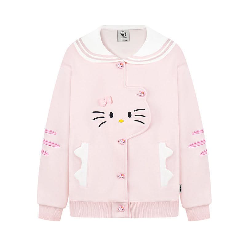 Cat Navy Collar Jacket for Women Spring Casual Soft Girl Stylish Hoodie Coat