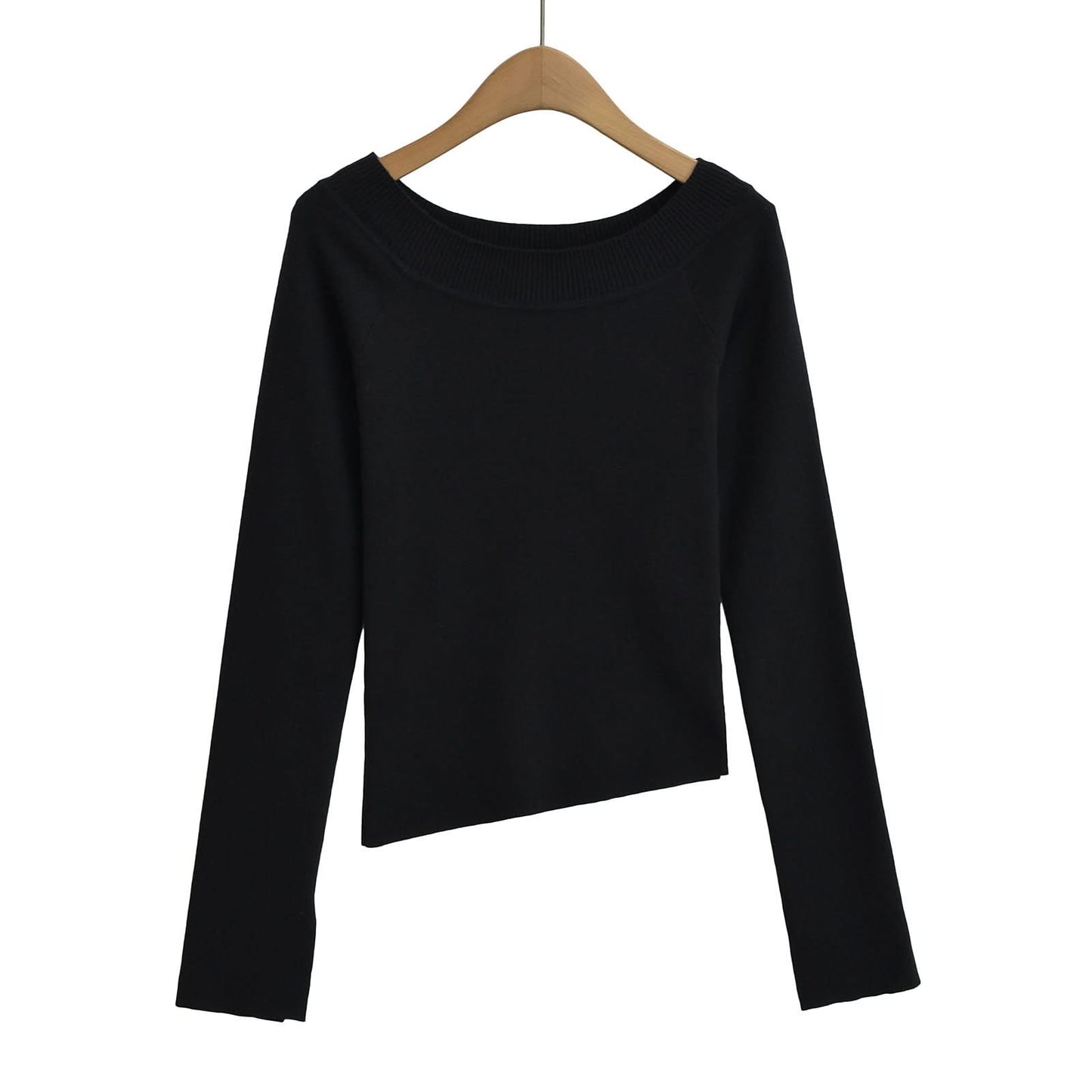 One neck slanted shoulder, off shoulder elastic slim fit top