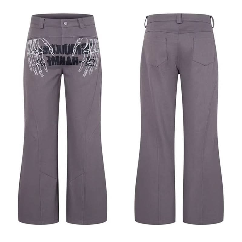 Graffiti Print Flared Casual Pants  Loose Fit Straight Leg Long Pants